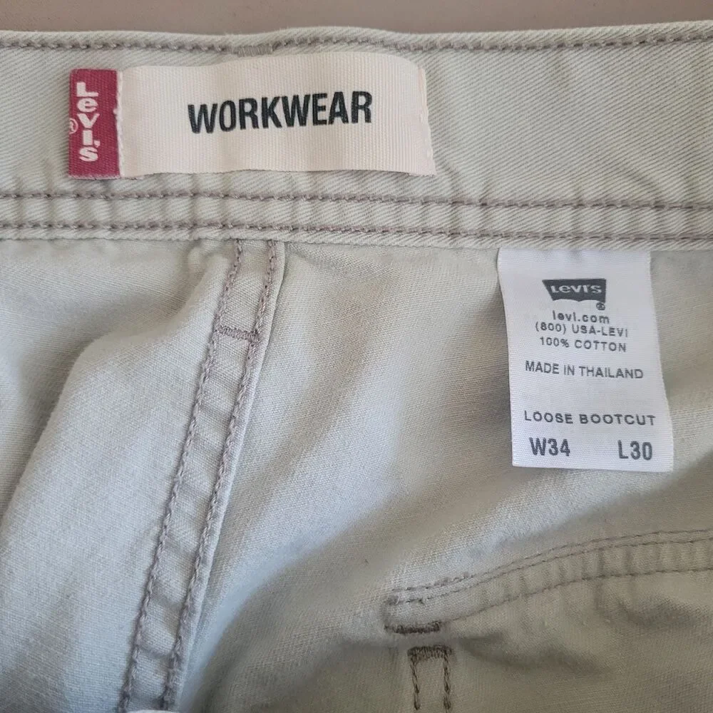 Levi's Workwear Loose Bootcut Khaki Pants Men's Size 34 X 30 Tan Casual Preppy